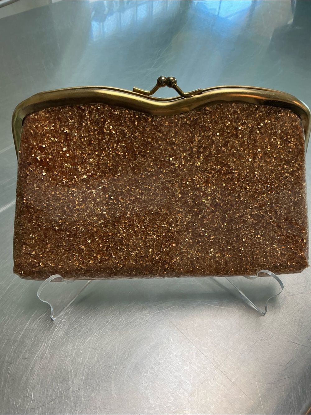 Vintage Gold Glitter Vinyl Clutch
